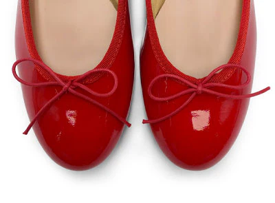 Red patent leather ballet flats with heel - Image 5