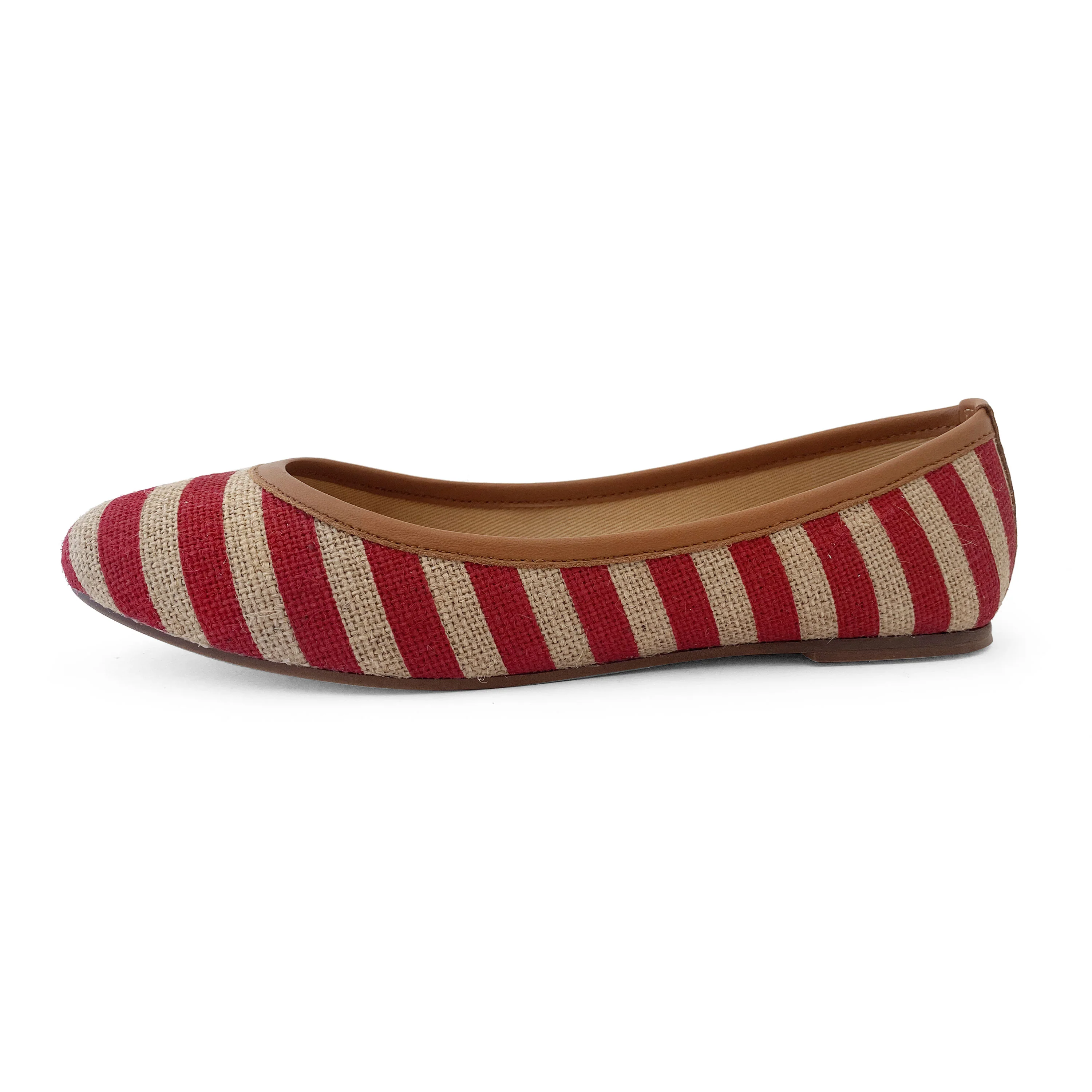Red striped jute ballet flats - Image 4