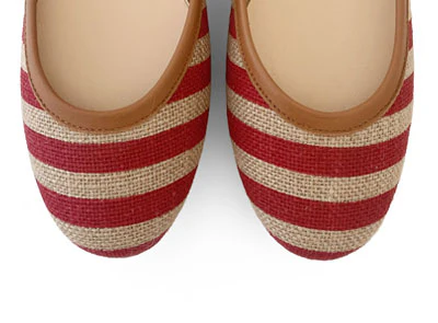 Red striped jute ballet flats - Image 5