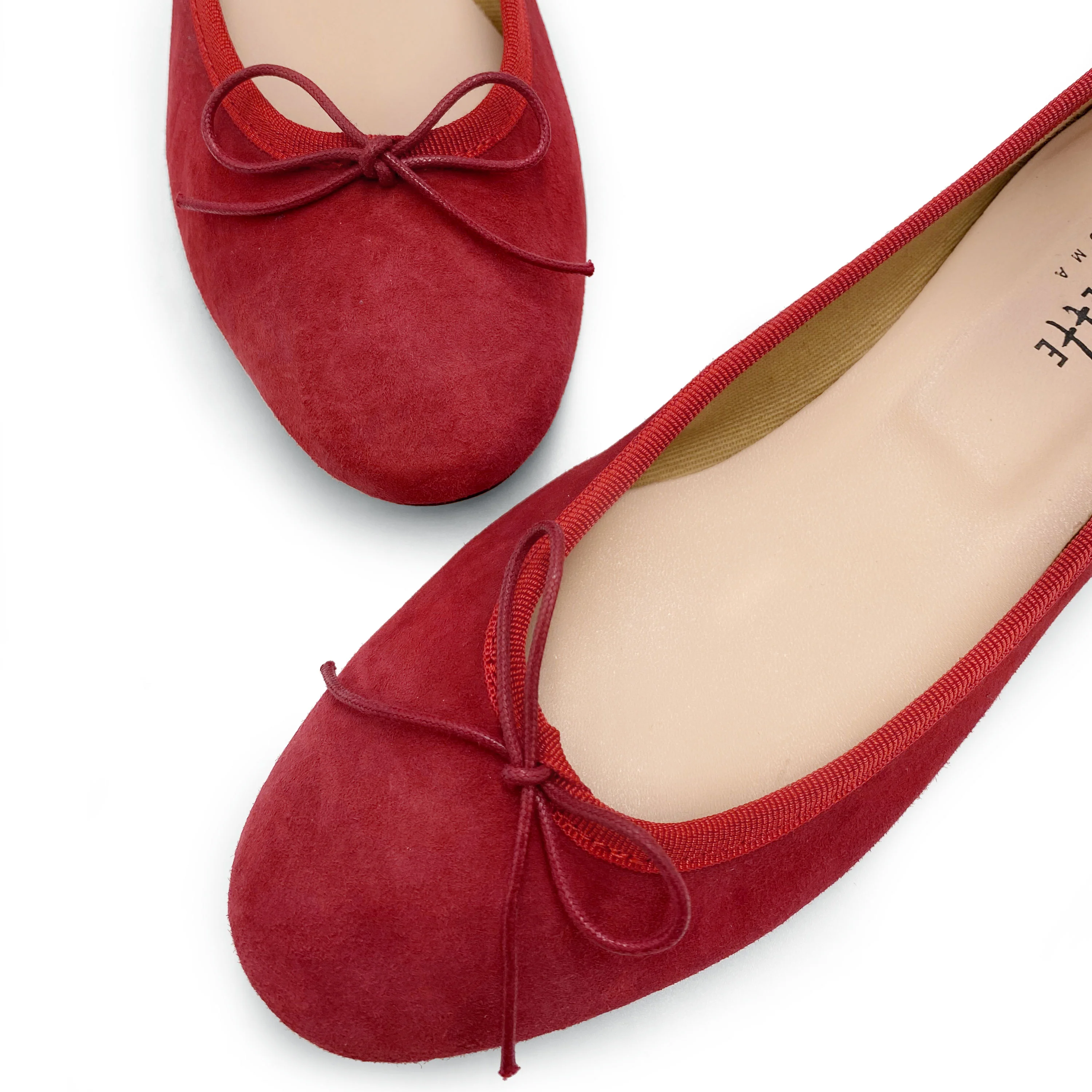 Red suede medium heel ballet flats - Image 4