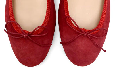 Red suede medium heel ballet flats - Image 5