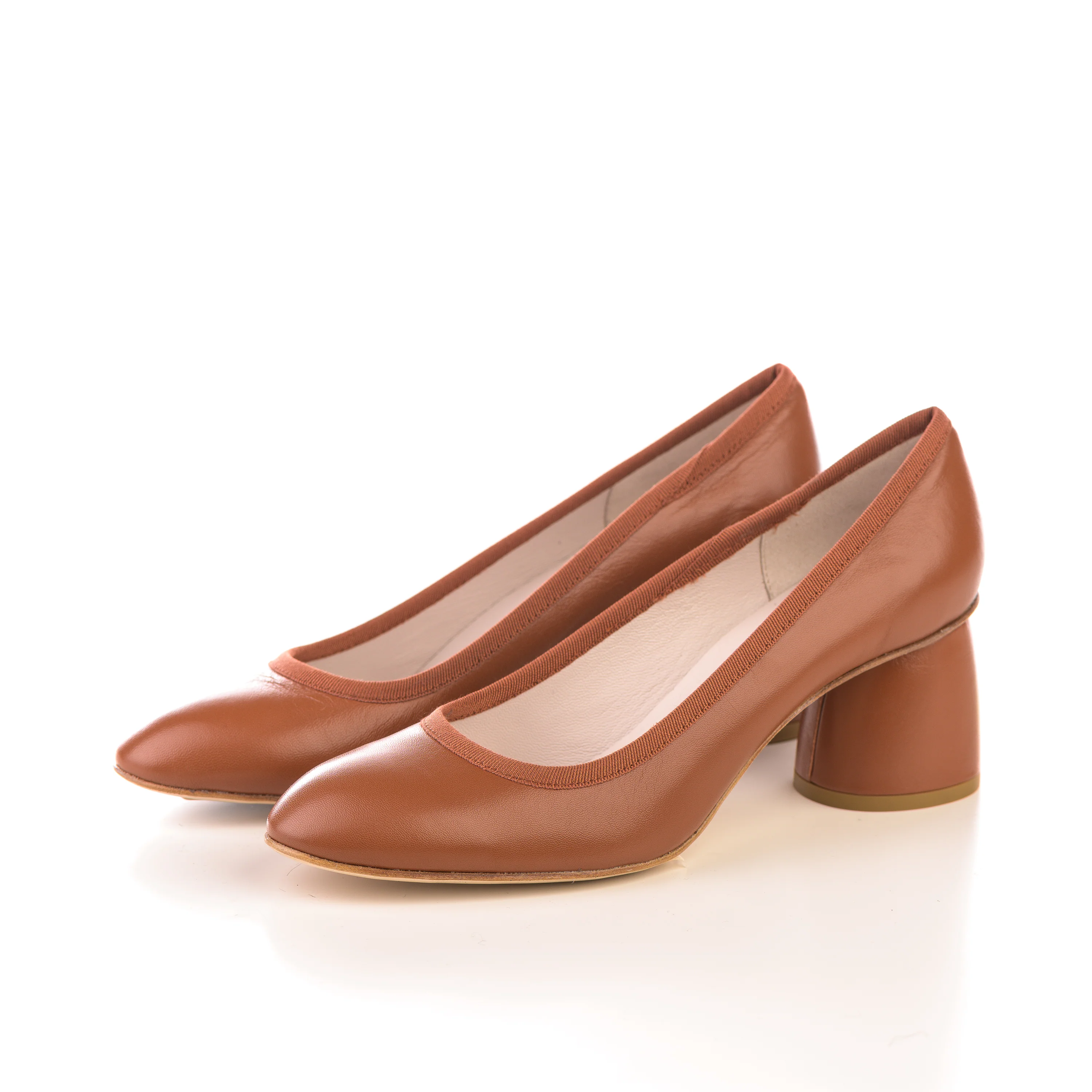 Rum leather pump ballet flats with high heel - Image 2