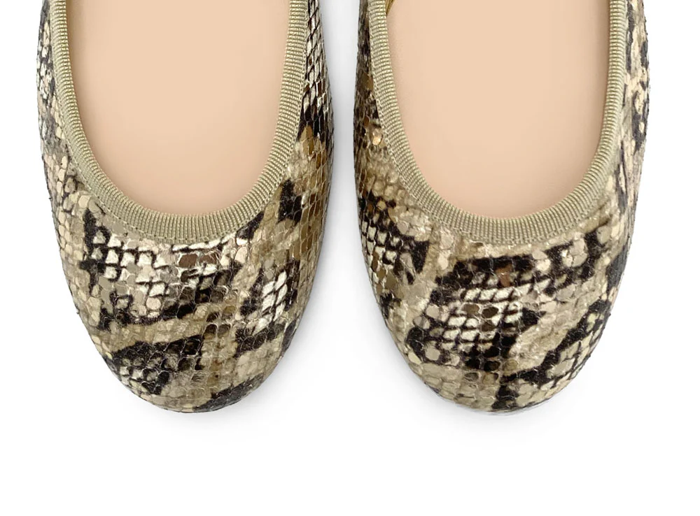 Snake print leather ballet flats - Image 5