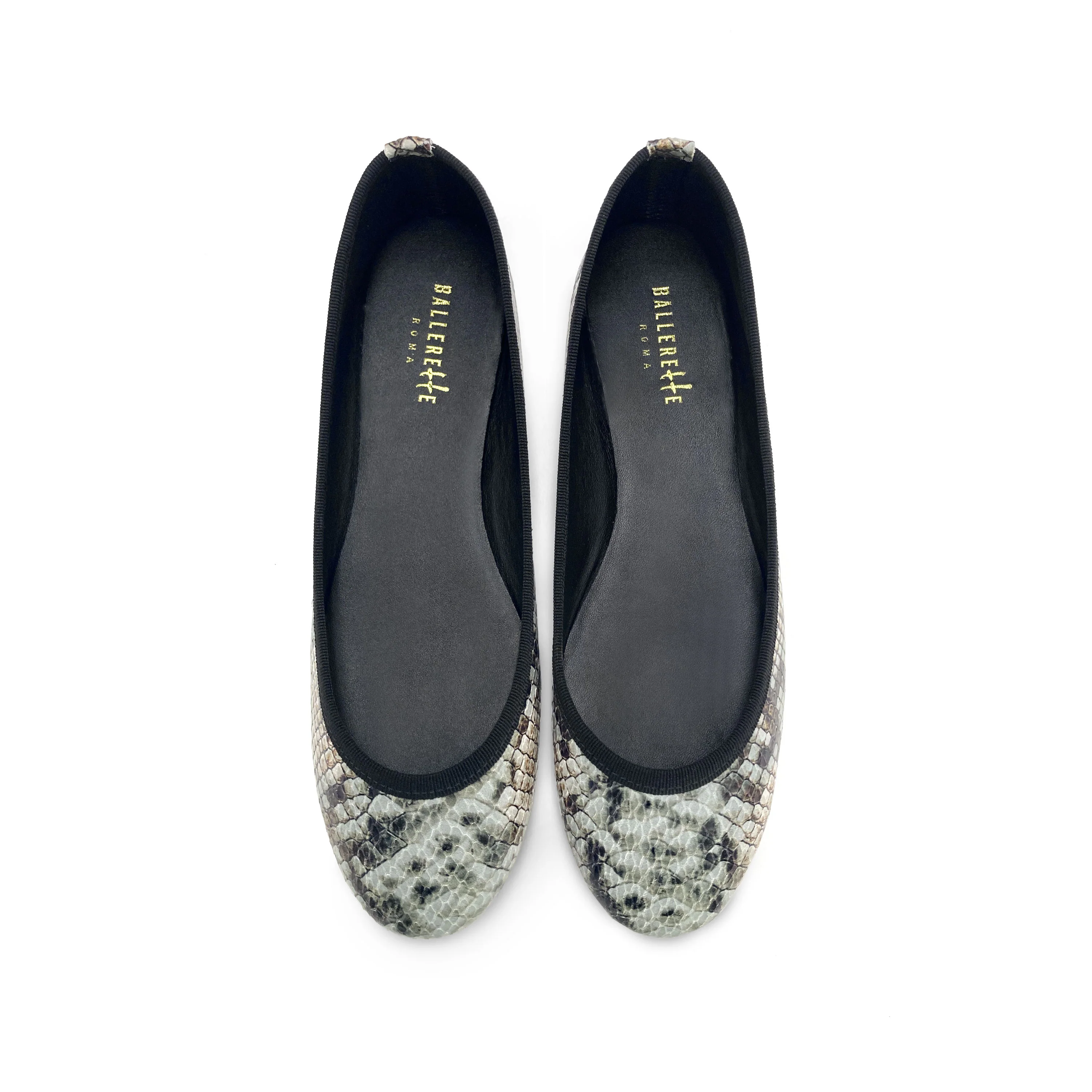 Snake print leather ballet flats