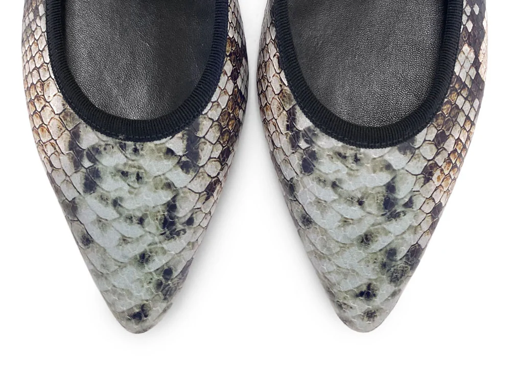Snake print leather pointed toe ballet flats - Image 6