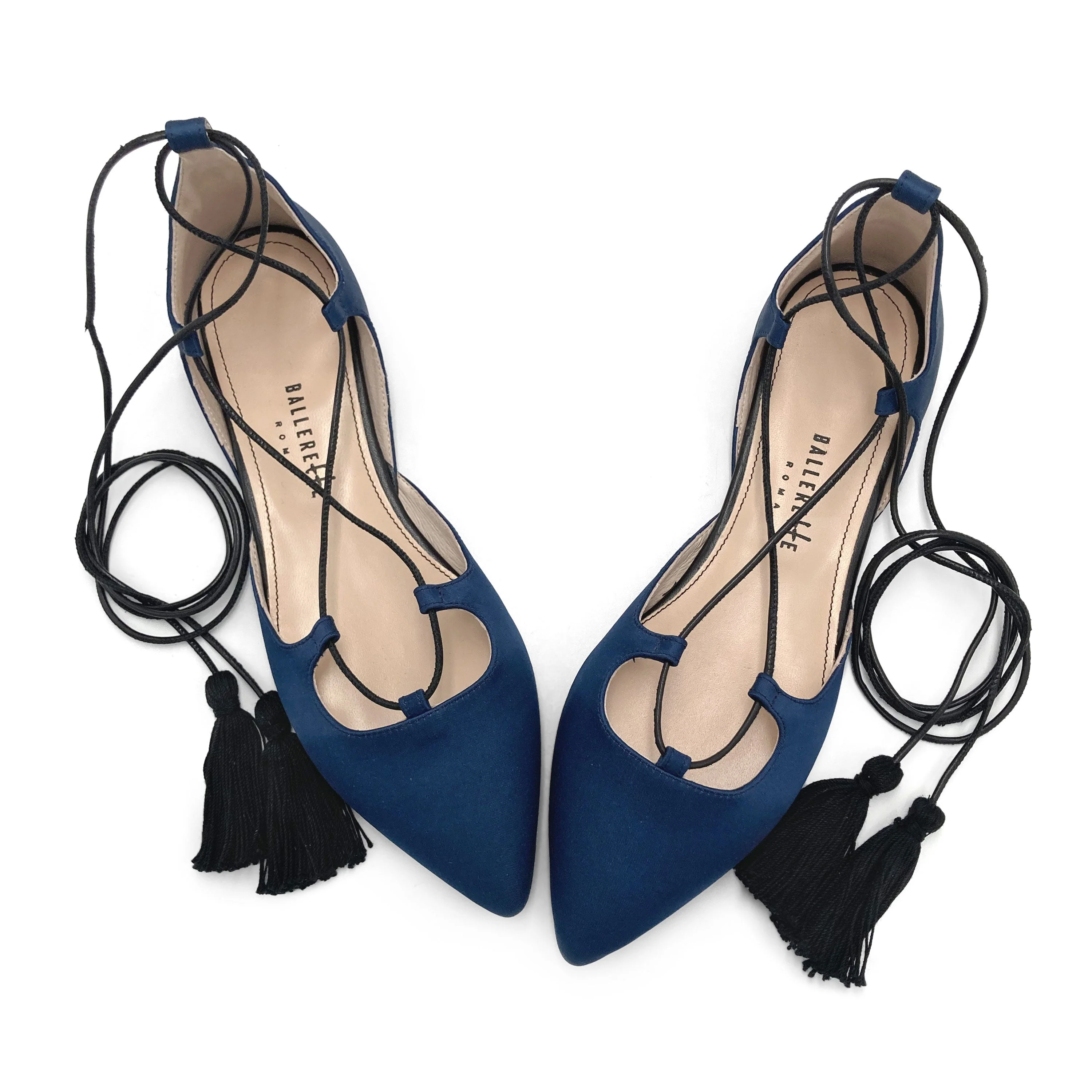 TT GO GREEN COLLECTION - Blue lace-up ballet flats in eco-friendly satin - Image 2