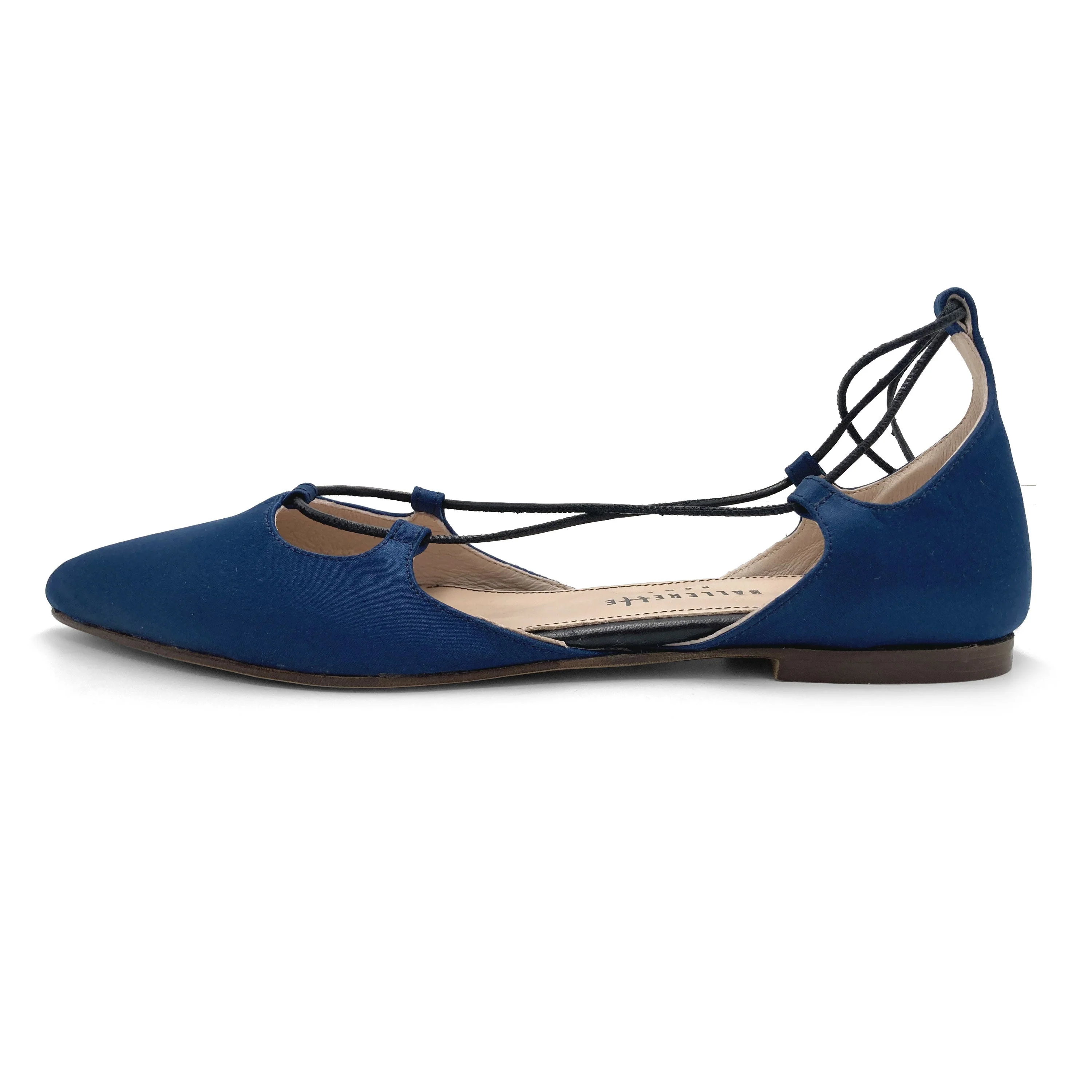 TT GO GREEN COLLECTION - Blue lace-up ballet flats in eco-friendly satin - Image 4
