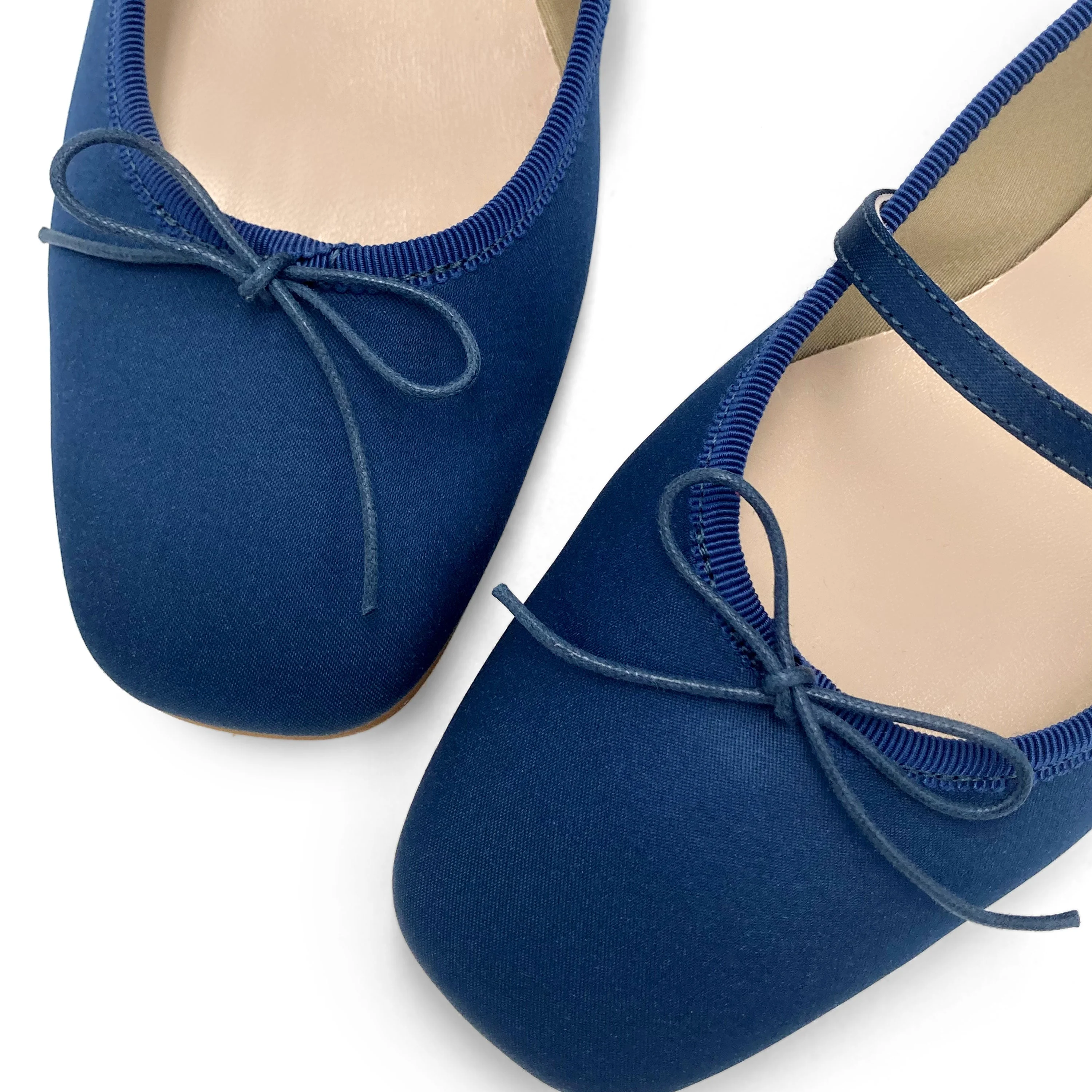 TT Go Green collection blue satin Mary Jane ballet flats in eco fabric - Image 3