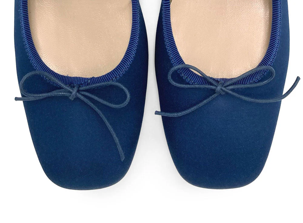 TT Go Green collection blue satin Mary Jane ballet flats in eco fabric - Image 5