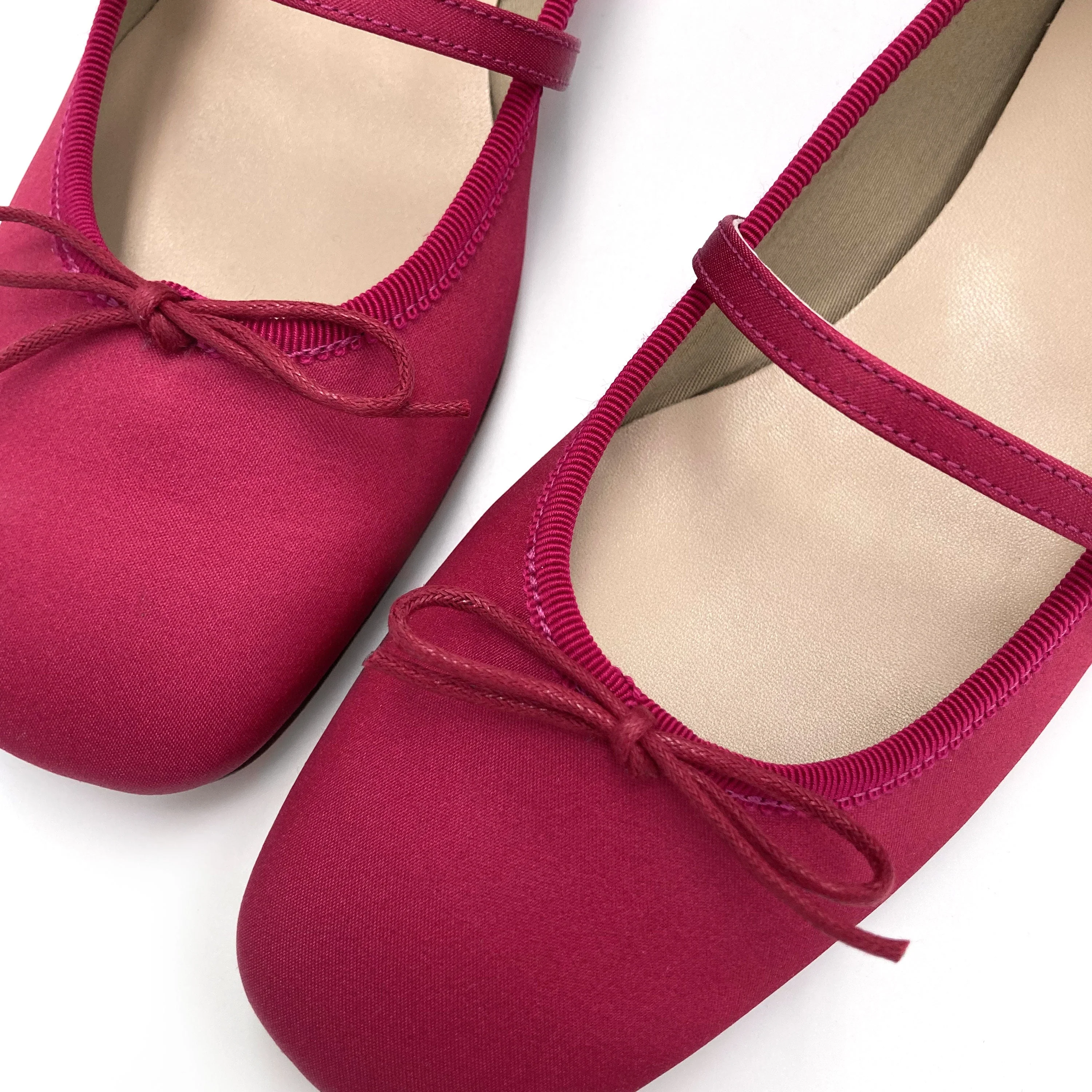 TT Go Green Collection fuchsia satin Mary Jane ballet flats in eco fabric - Image 3