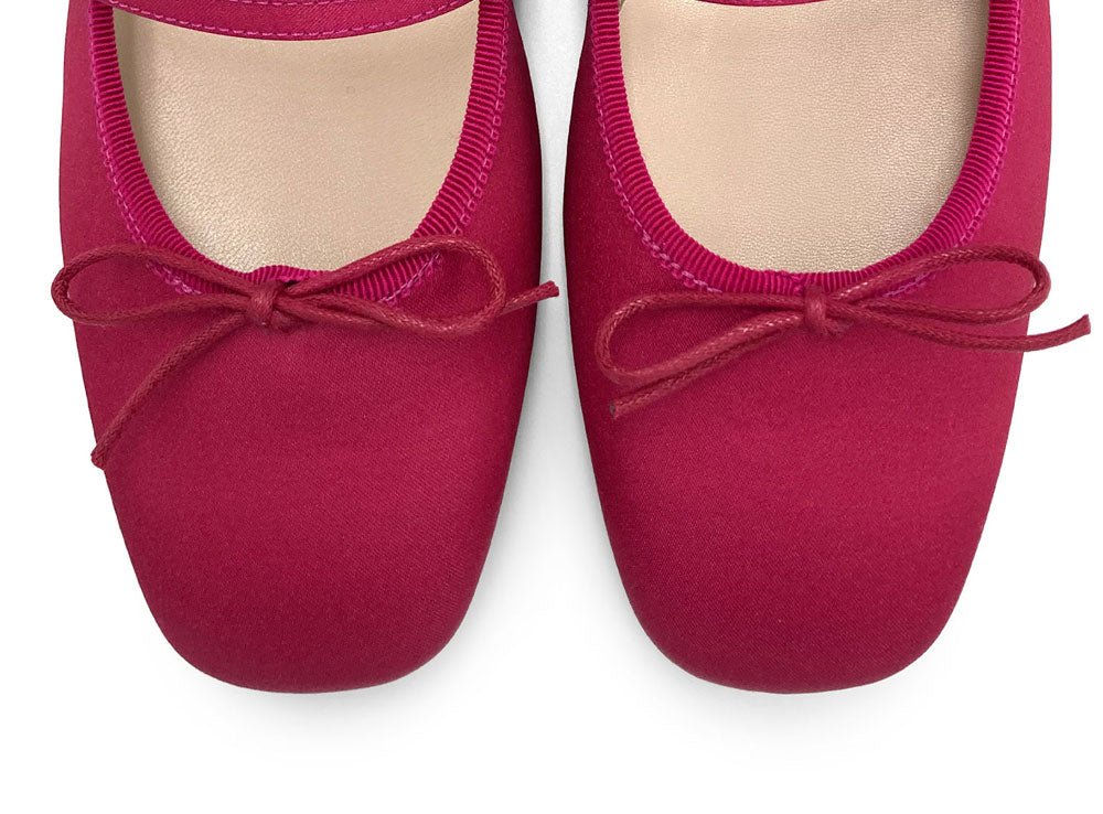 TT Go Green Collection fuchsia satin Mary Jane ballet flats in eco fabric - Image 5