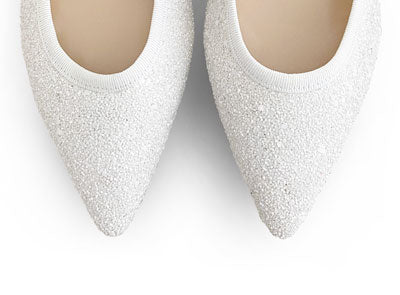 White glitter pointed toe ballet flats - Image 4