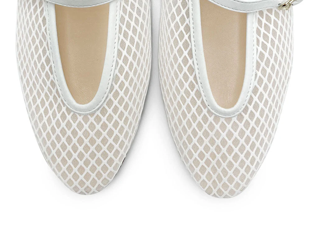 TT GO GREEN Collection - White transparent mesh ballet flats in eco recycled fabric - Image 5