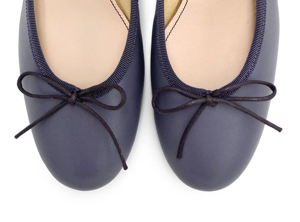 Wine leather ballet flats with heel - Image 5