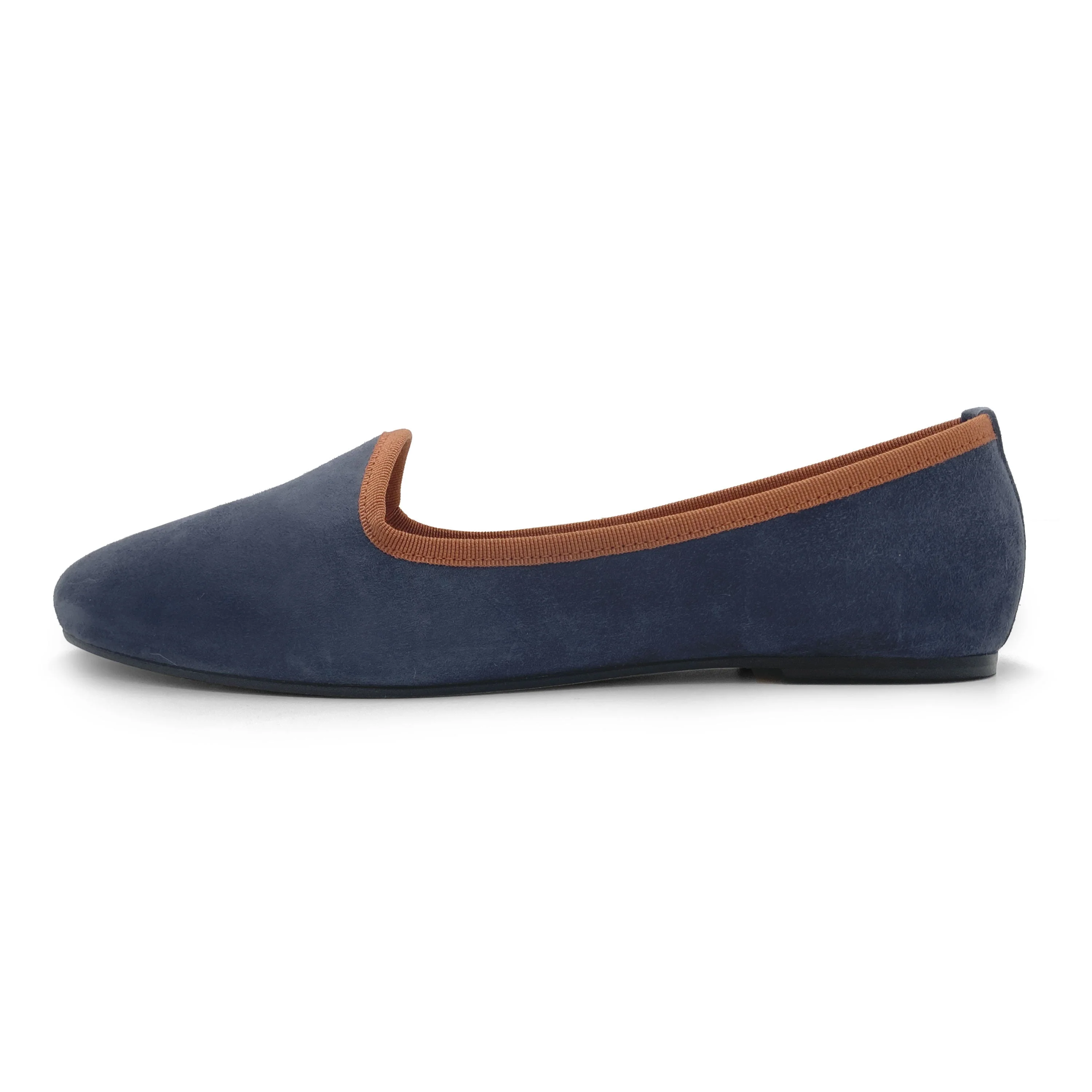 Women loafers in petrol blue suede with terracotta details - Image 3