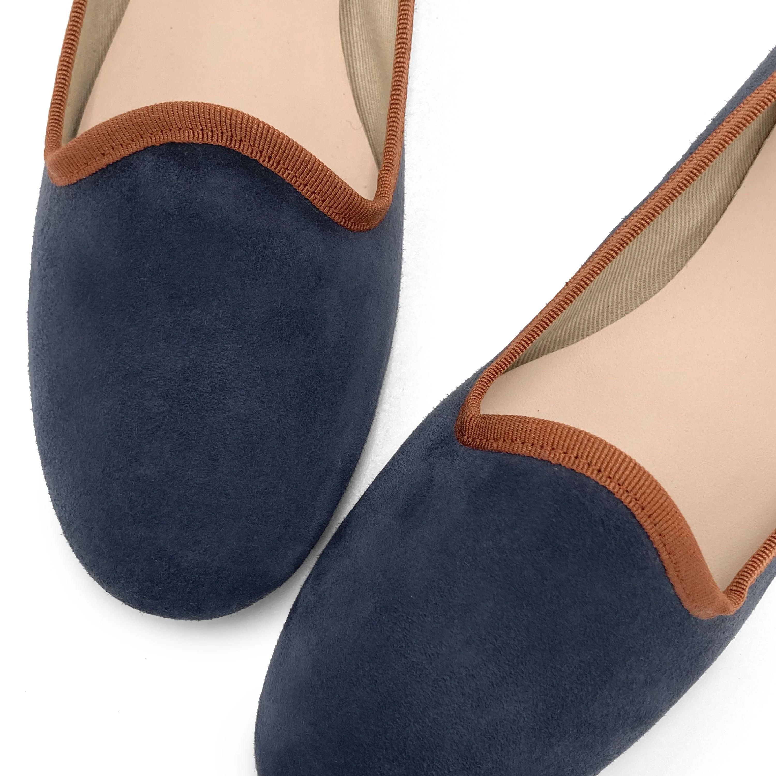 Women loafers in petrol blue suede with terracotta details - Image 4