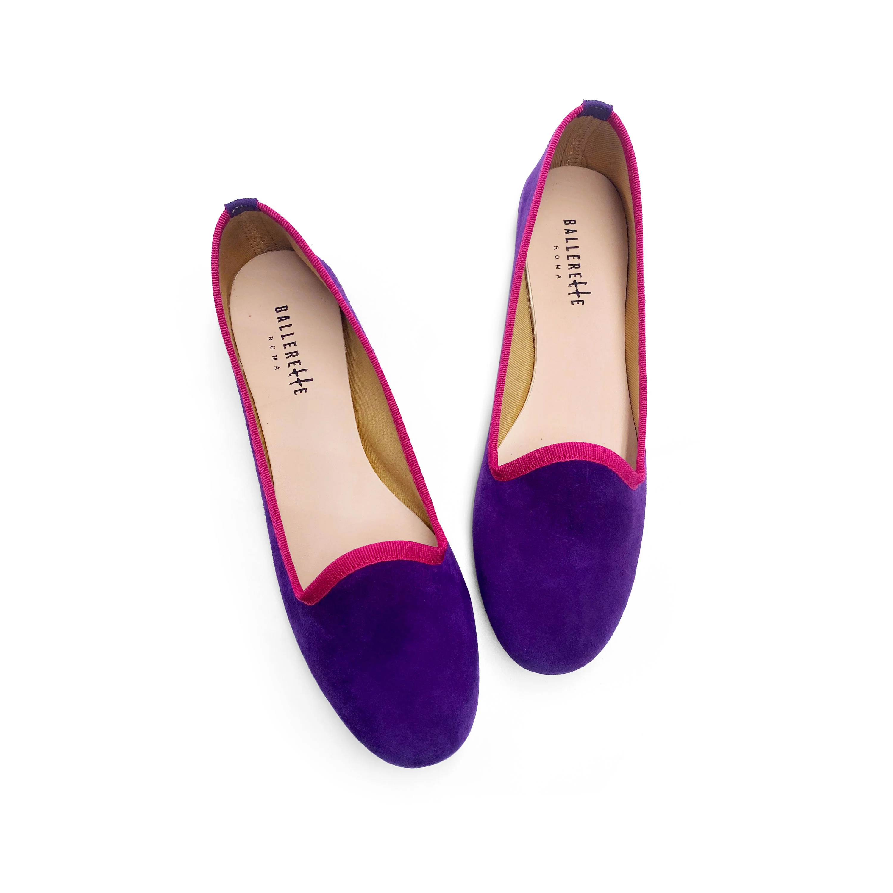 Women loafers in purple suede with fuchsia details - Image 2