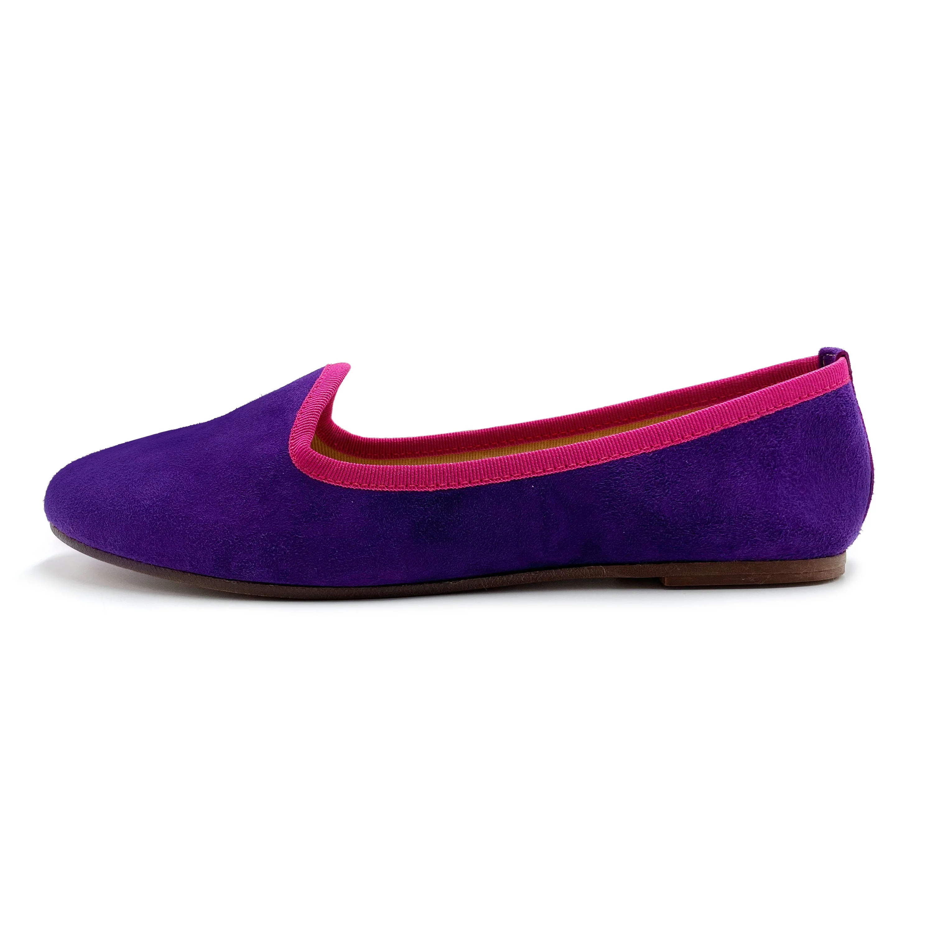 Women loafers in purple suede with fuchsia details - Image 3