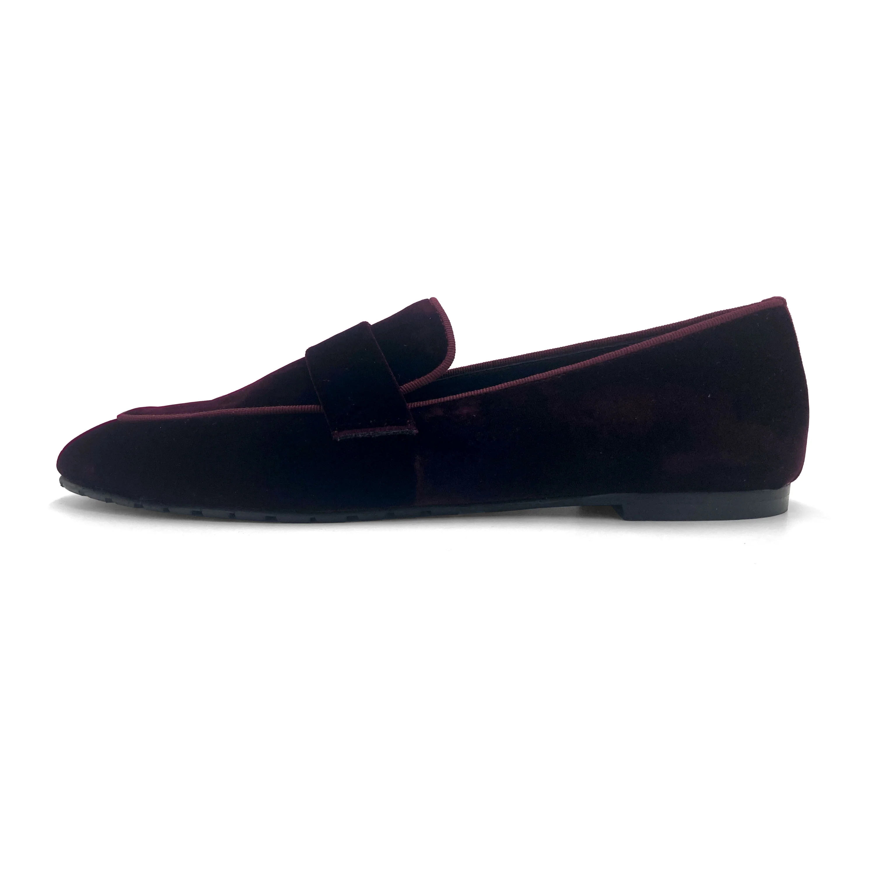 Women moccasins in burgundy velvet - Image 4
