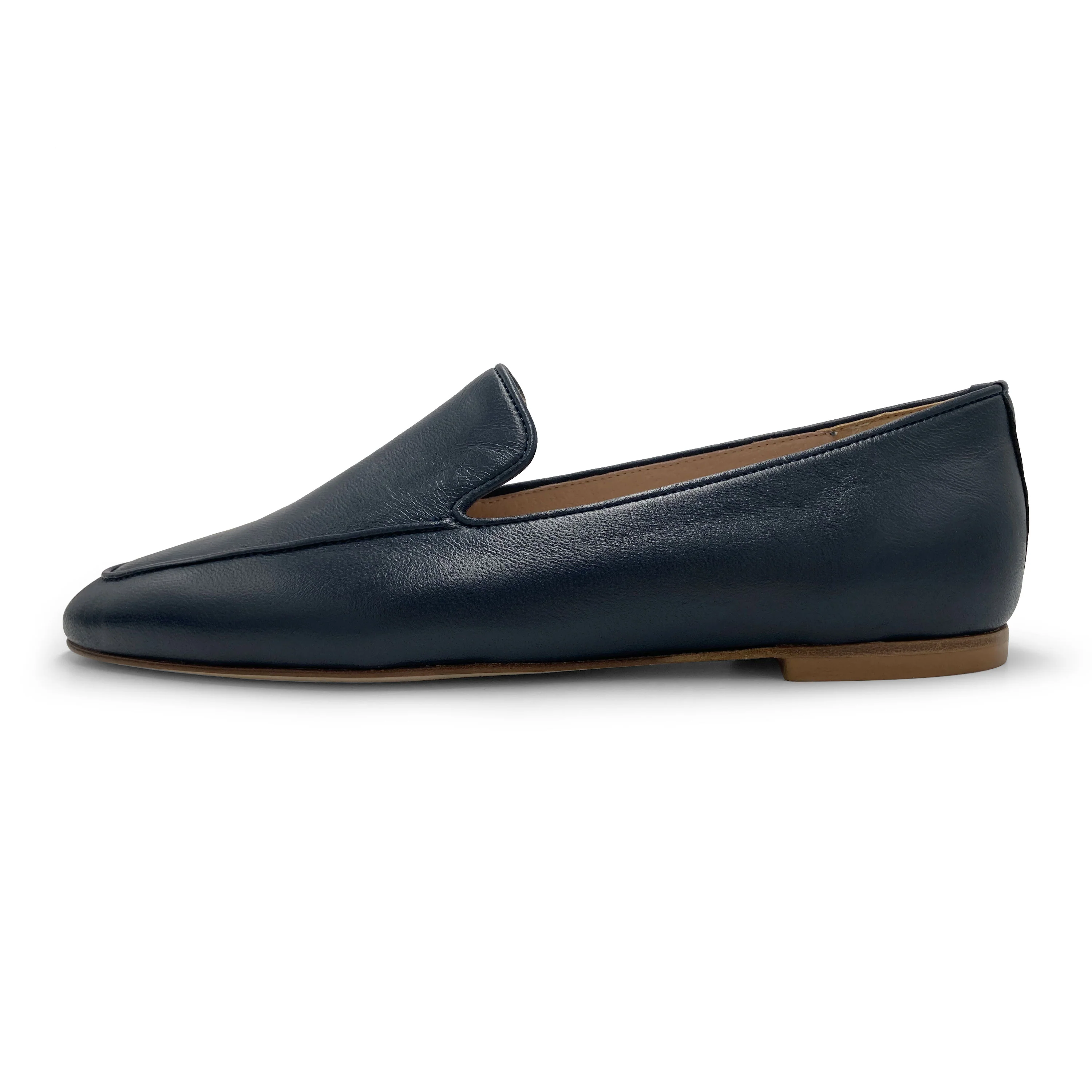 Women's blue leather moccasins - Image 3