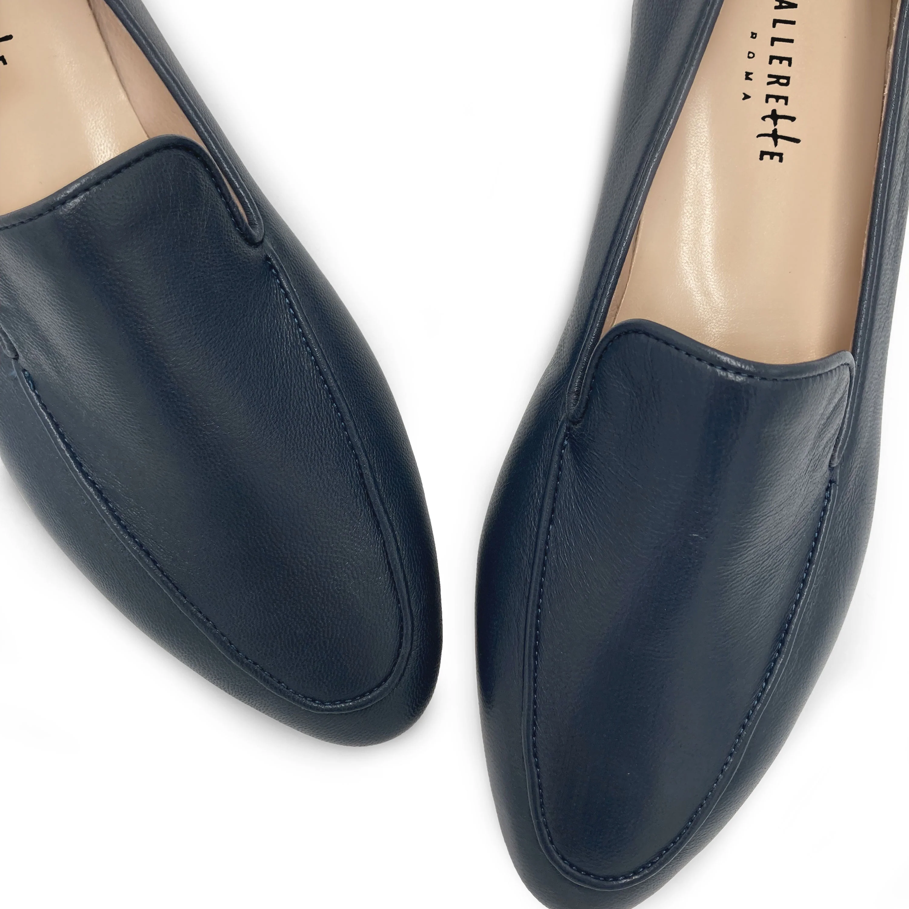 Women's blue leather moccasins - Image 4