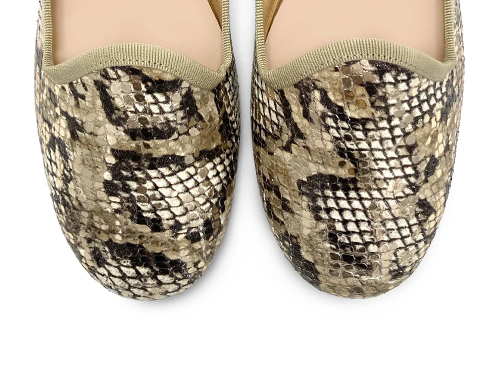 Women’s Snake Print Leather Loafers - Image 5