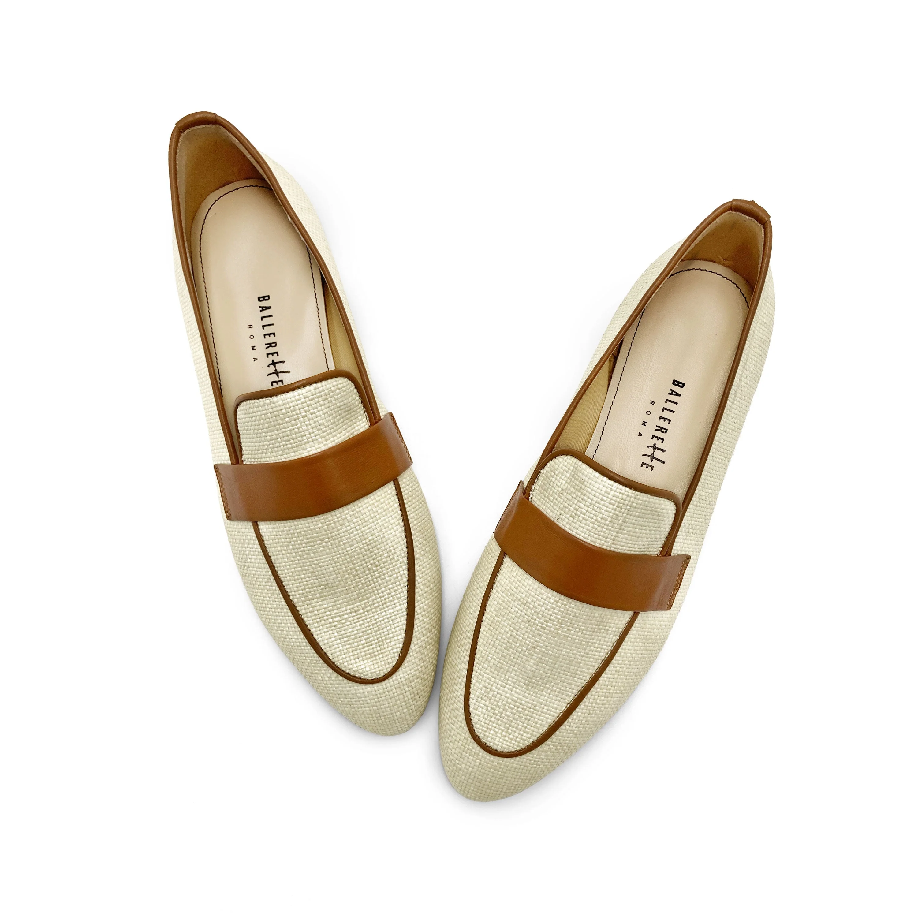 Women's summer moccasin in beige raffia - Image 2