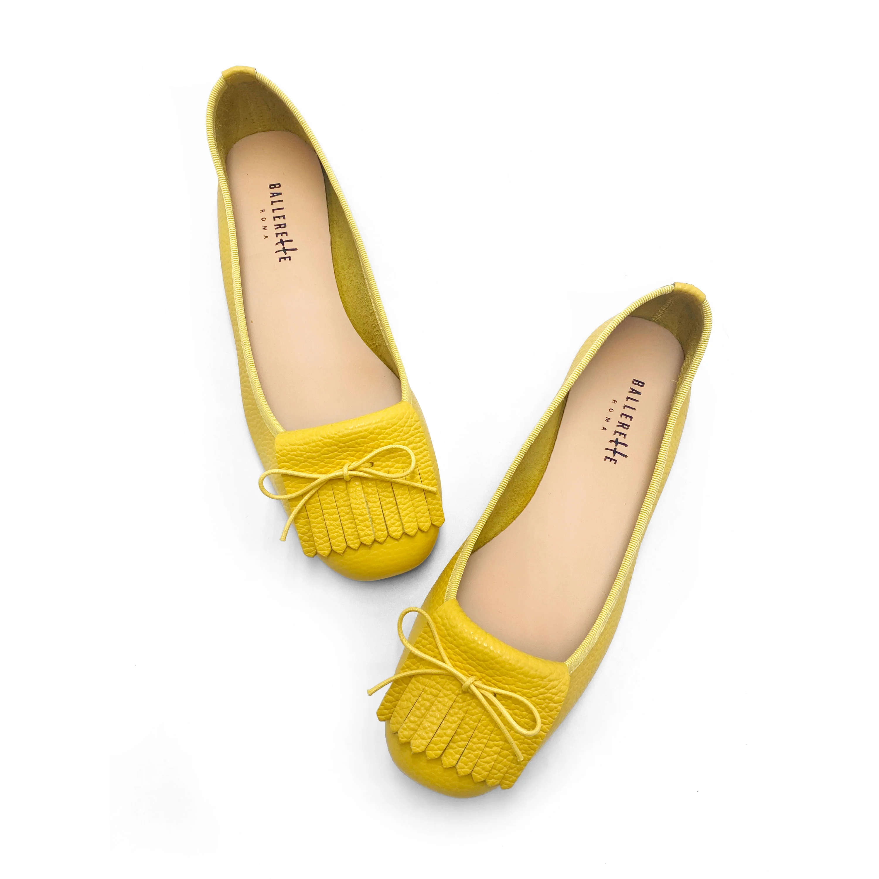 Yellow leather woman moccasins with fringe - Image 3