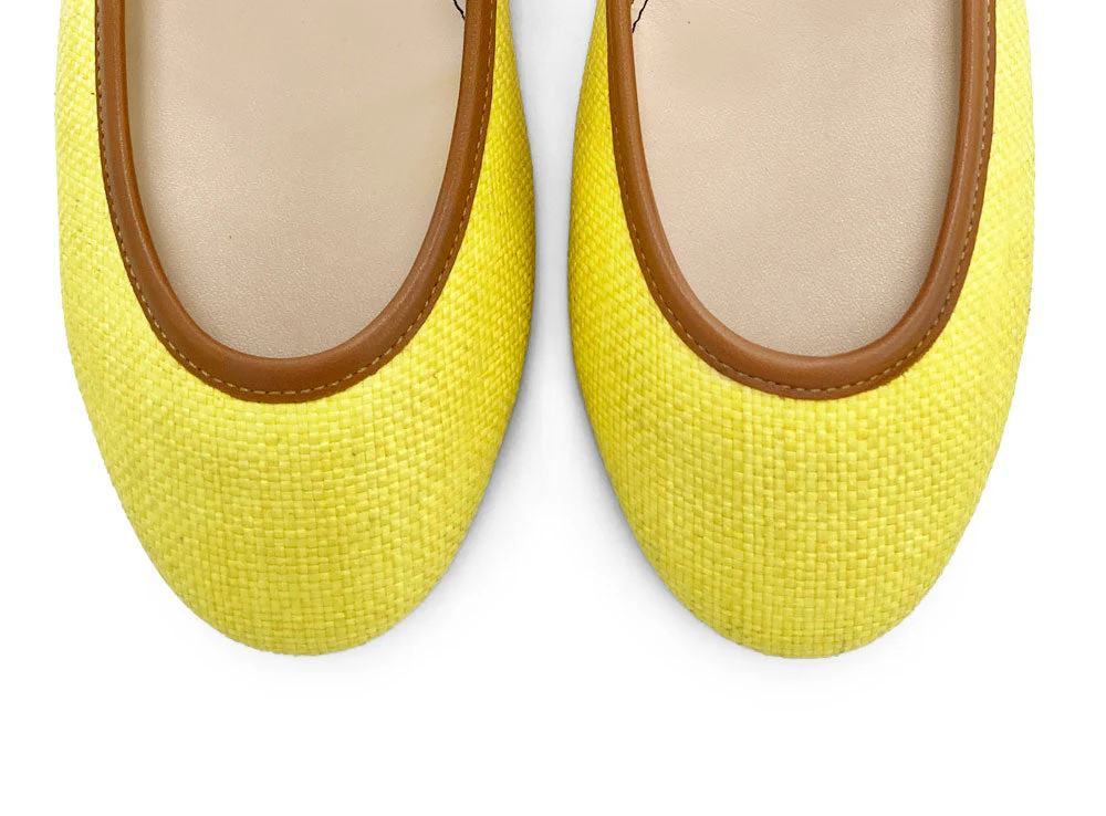 Yellow summer raffia ballet flats - Image 6