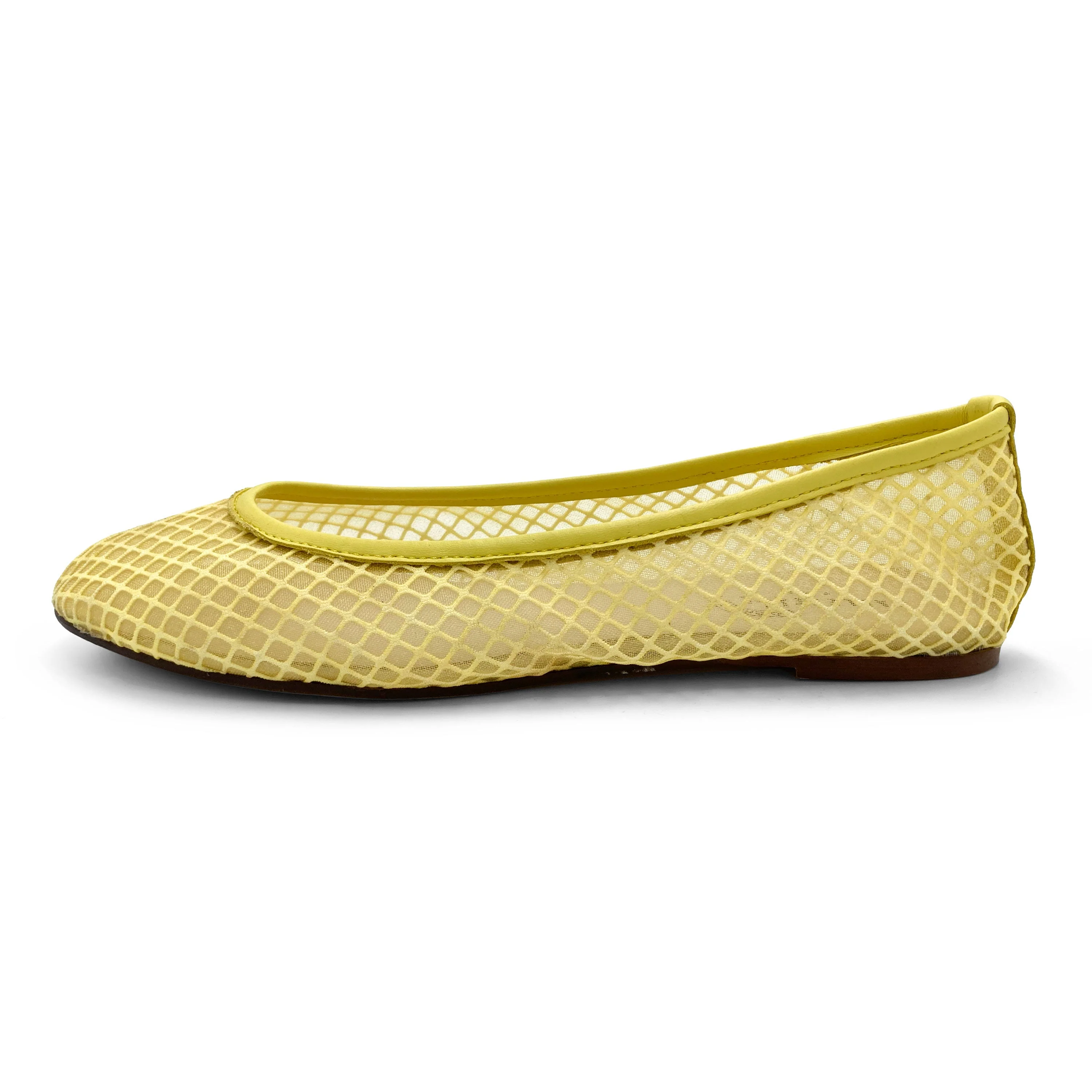 Yellow transparent mesh ballet flats in eco recycled fabric - Image 3